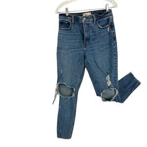 Abercrombie Fitch Skinny High Rise Jeans size 29/8 Destroyed Light Blue Denim